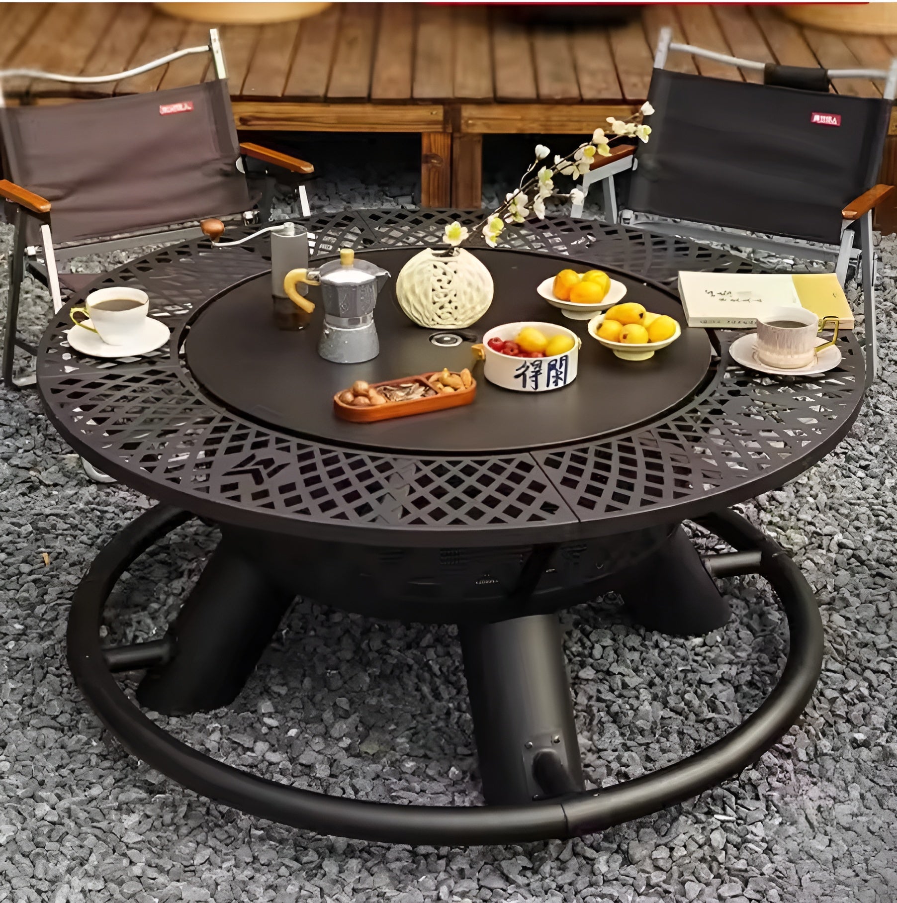 EmberGrid Rotating Grill Fire Bowl
